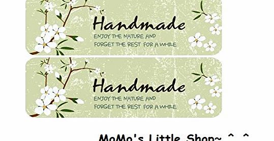 24 Lovely Floral Printed Green/Olive ``Hand-made`` Stickers/Labels for Home Baking/Gift Wrapping/Card-making/General Decoration