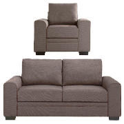 large sofa & armchair, mocha