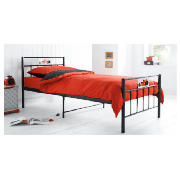 Single Bed, Black And Standard Mattress