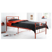 Single Bed, Red And Standard Mattress