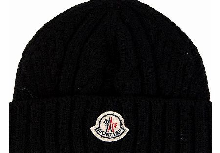 MONCLER Cable Knit Black Beanie