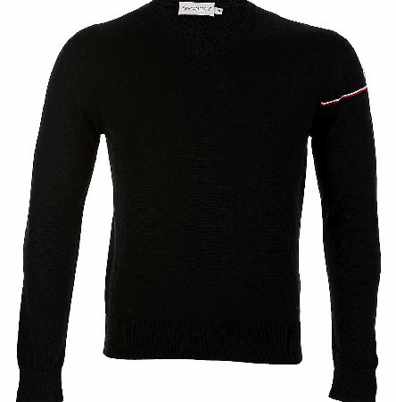 MONCLER Contrast Sleeve Stripe Jumper Black