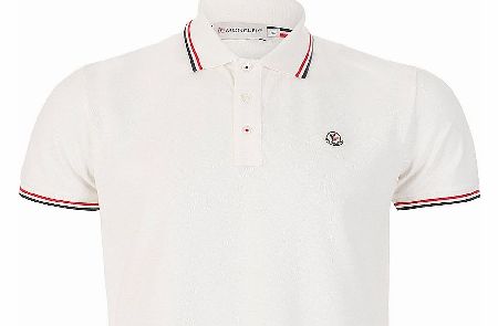 MONCLER Contrast Trim White Polo