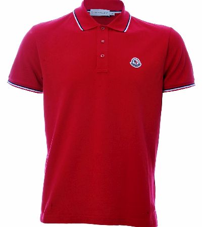 MONCLER Cotton Piquet Slim Fit Polo In Red
