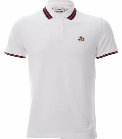 MONCLER Cotton Piquet Slim Fit Polo in White