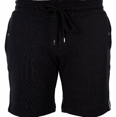 MONCLER Drawstring Black Cotton Side Stripe Shorts