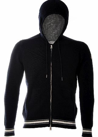 MONCLER Knit Trim Hooded Cardigan