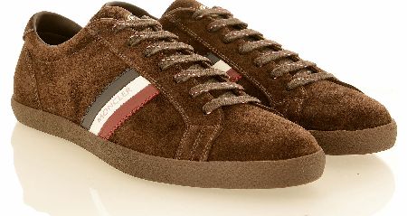 MONCLER Monaco Brown Suede Tricolour Lace Trainer