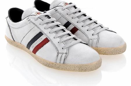 MONCLER Monaco Distressed Leather Trainers