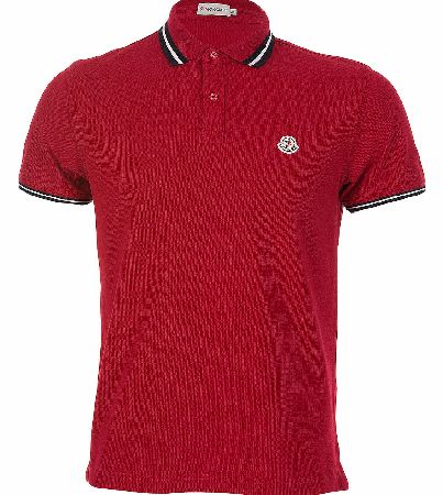 MONCLER Red Cotton Chest Logo Polo