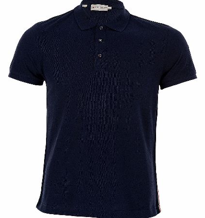 MONCLER Shoulder Stripe Pique Polo Blue