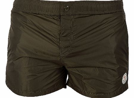 MONCLER Side Stripe Swim Shorts Khaki