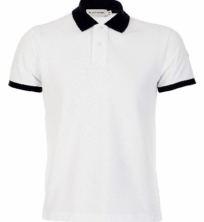 MONCLER Sleeve Badge Logo White Polo