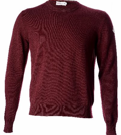 MONCLER Sleeve Logo Crew Neck Jumper Burgundy
