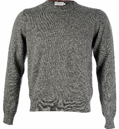 MONCLER Sleeve Logo Crew Neck Jumper Grey