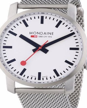 Mondaine Simply Elegant-Li Mens Quartz Watch with White Dial Analogue Display and Silver Stainless Steel Bracelet A6383035016SBM