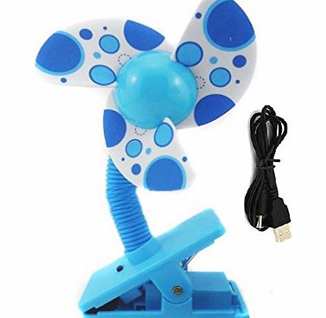 MONDAYNOON Clip-on With USB Mini Stroller Fan for Baby Cots Playpens (Blue)