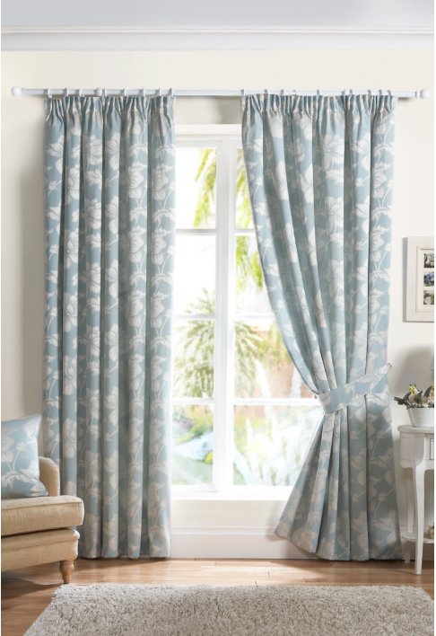 Monet Duck Egg Lined Curtains