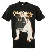 Money Black T-Shirt with Printed Bulldog Design