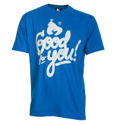 Blue T-Shirt with White Printed Design