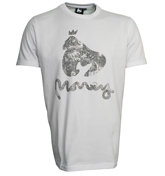 Money Bright White T-Shirt with Diamonte King Ape