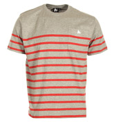 Money Grey and Red Stripe T-Shirt