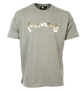Grey Melange T-Shirt with Gold Printed Logo