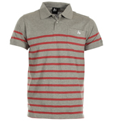Money Light Grey Marl and Red Stripe Polo Shirt