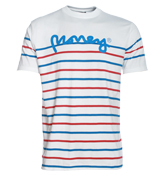 Money White T-Shirt with Stripe Detail