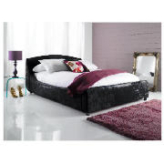 Double Upholstered Bed, Black Chenille