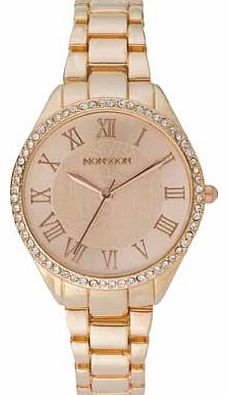Monsoon Ladies Rose Gold Dial Stone Set