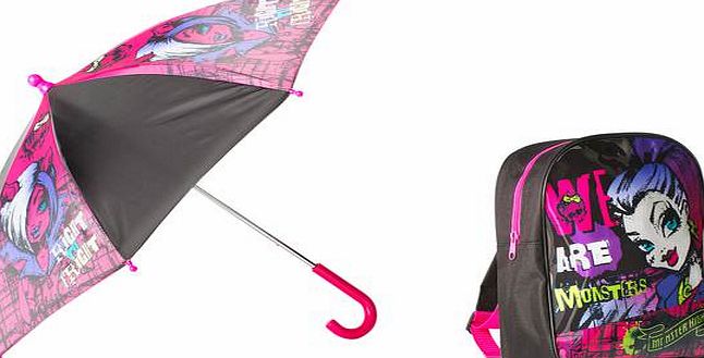 Monster High Backpack and Unbrella - Black