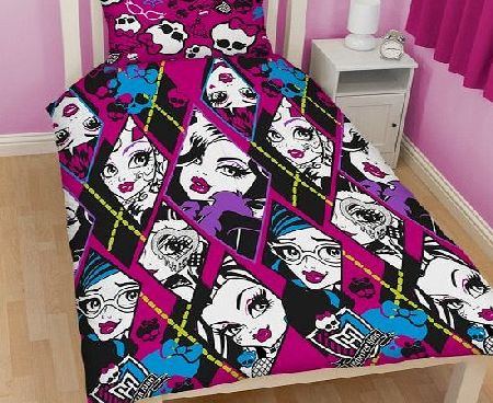 Monster High New Kids Children Girls Monster High Skullette Character Single Rotary Duvet Set