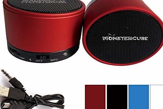 Monstercube S10 RED PORTABLE BLUETOOTH MINI SPEAKER FOR IPHONE, IPOD, MP3/4, TABLETS PHONES USB S3 S4