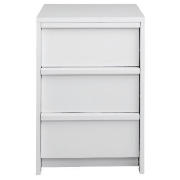 Monterey 3 Drawer Bedside Chest, White