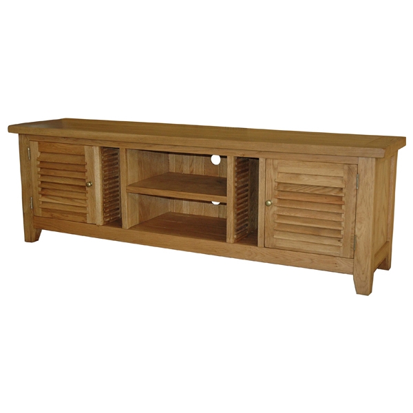 Solid Oak 2 Drawer 2 Door TV Unit With