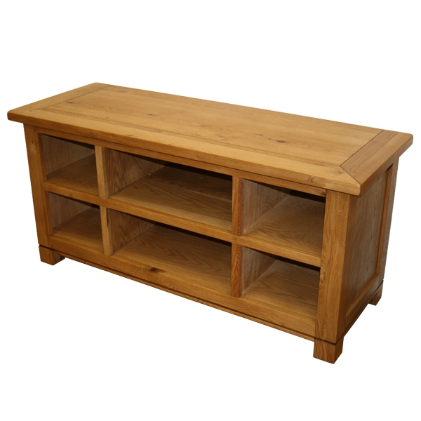 Solid Oak 2 Drawer 2 Shelf TV Unit