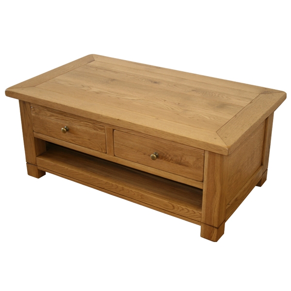 montreal Solid Oak Rectangular 2 Drawer Coffee