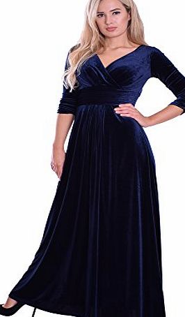 Monty Q Elegant Evening Dress Formal Dinner Concert Gown Velvet Blue by MontyQ
