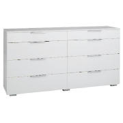 Monza 8 Drawer Chest, White Finish