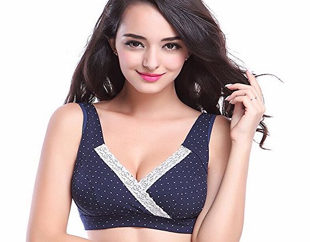 Moolecole Maternity Woman Nursing Bra Bralette (XL, Dark Blue)