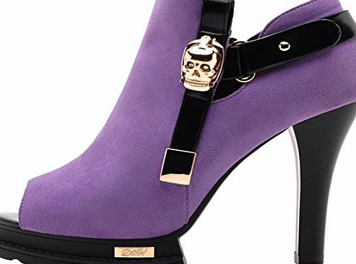 Moolecole Summer New Style Sexy Peep Toe High Thin Heel Waterproof Platform Sandal Size 39 EU Purple