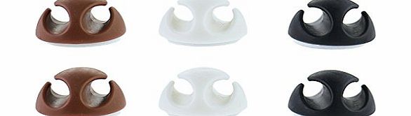 Moon mood Practical Convenience Portable Durable Soft PP Plastic Multipurpose Cable Clip With Self-Adhesive 6 PCs for Cable, Pen etc (White Black Brown)