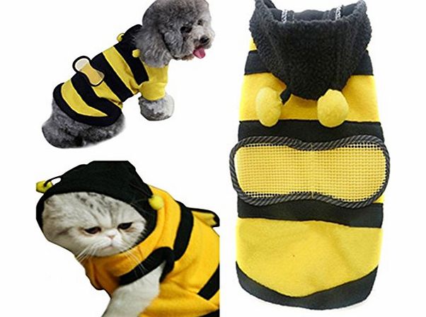 Moonar Pet Dog Cat Clothes Coat Puppy Rabbit Polar Fleece Hoodie Outfits Bee Style (L)
