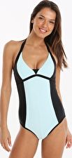 Moontide, 1295[^]275673 Jacquard Stripes Halter One Piece - Sky Blue