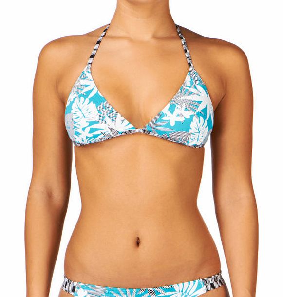 Moontide Womens Moontide Pixeleaf Fixed Bikini Top - Turq