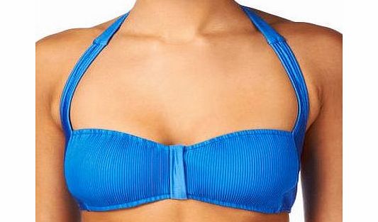 Moontide Womens Moontide Pleated Sheen Halter Bikini Top