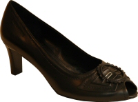 black leather peep-toe courtshoe