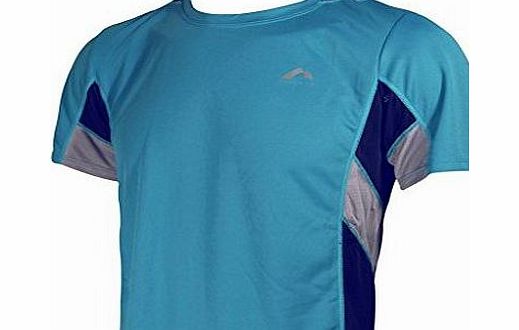 More Mile Mens Caribbean Blue Short Sleeve Running Top MM1881