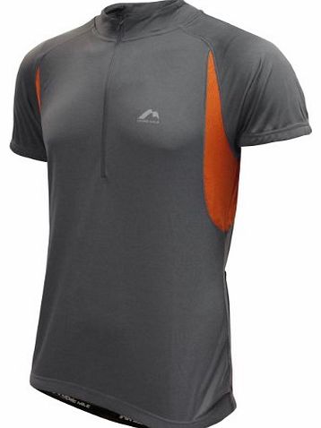 More Mile Mens More Mile Short Sleeve Cycle Jersey Cycling Top Grey/Orange MM1668